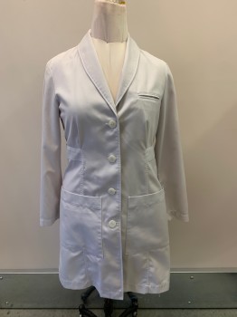 Womens, Lab Coat Women, MEDELITA , Warm Gray, Poly/Cotton, Solid, 6, 4 Buttons, Shawl Lapel, 3 Pockets, Belted Back,
