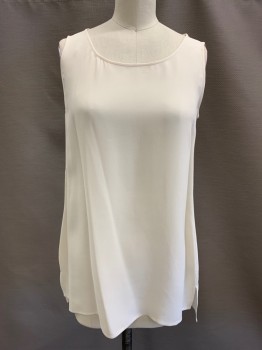 Womens, Top, LAFAYETTE 148, Beige, Silk, Solid, XS, Scoop Neck, Sleeveless, Stain At Neck