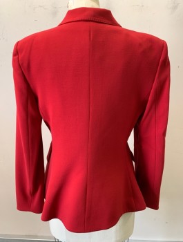 Womens, Blazer, GIORGIO ARMANI, Red, Wool, Solid, B:34, Crepe, Single Breasted, 1 Fabric and Metal Button, Oversized Peaked Lapel with Hand Picked Stitching, 2 Pockets
