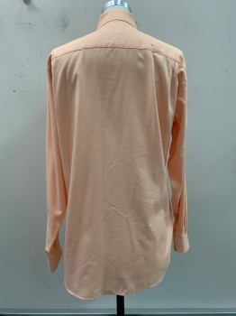 Claiborne, Peach Orange, Cream, Cotton, Polyester, 2 Color Weave, L/S, Button Front, Collar Attached, Chest Pocket