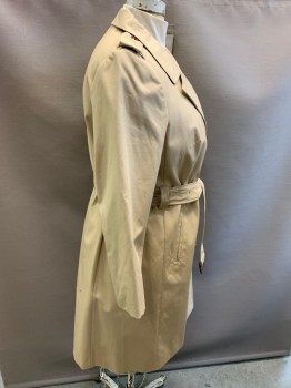 J CREW, Lt Beige, Cotton, Solid, Double Breasted, 2 Pockets, With Belt, Epaulets,
