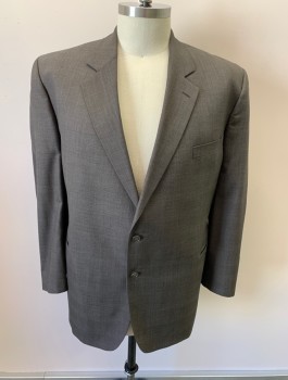 Mens, Suit, Jacket, JACK VICTOR, Brown, Wool, Plaid, 54, Notched Lapel, 2 Button Single Breasted, 3 Pockets, 4 Inside Pockets,