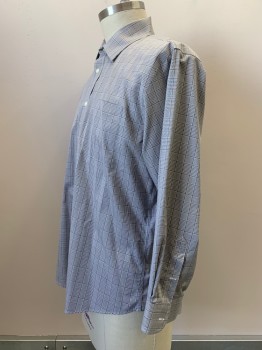 NORDSTROM, Dk Gray, White, Cotton, Check , L/S, Button Front, Collar Attached, Chest Pocket,