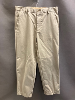 Mens, Casual Pants, LANDS END, Khaki Brown, Cotton, Polyester, Solid, 31/29, Flat Front, 4 Pockets , Belt Loops, Zip Fly, Twill/Chino,