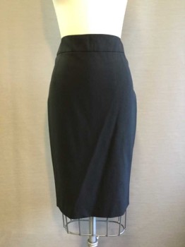 Womens, Skirt, Knee Length, THEORY, Black, Wool, Lycra, Solid, 2, Pencil Skirt, Darts At Front with Bias Cut Work Lace, Back Panel, Center Back Zip with Slit