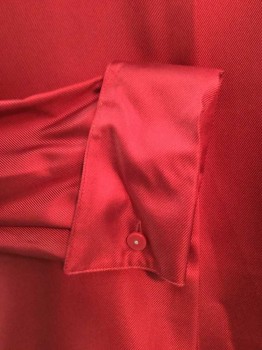 ANN TAYLOR  , Dk Red, Silk, Solid, Silk Twill, Long Sleeves, Collar Attached, Button Front, French Cuff with Button Cufflinks
