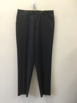 Mens, Slacks, PAUL SMITH, Midnight Blue, Wool, Mohair, Solid, 33, 38, Flat Front, Button Tab Closure, 4 Pockets, Belt Loops