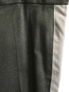 Mens, Casual Pants, MTO, Black, Silver, Synthetic, Speckled, 37/31, Made To Order, Black with Silver Speckles, Zip Front, Flat Front, Silver Speckled Side Panels