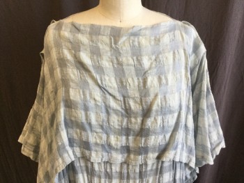 Womens, Historical Fiction Dress, N/L, Gray, Lt Gray, Silk, Polyester, Gingham, OS, Light Silver-blue/very Light Gray Gingham, Faux Egyptian, 13" Flap Front & Back, Poncho Style (ripped/dirty Marks--see Photo)