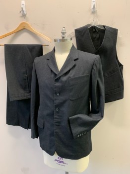 MTO, Charcoal Gray, Wool, Solid, Single Breasted, 4 Back, Fine Wool, 3 Pockets, Notched Lapel, Single Vent, Could Be Used In 1920s