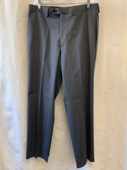 MICHAEL KORS, Dk Gray, Black, Polyester, Rayon, 2 Color Weave, Side Pockets, Zip Front, Flat Front