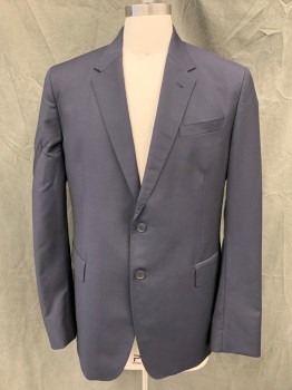 PAUL SMITH, Black, Wool, Mohair, Solid, Single Breasted, Collar Attached, Notched Lapel, 3 Pockets, 2 Buttons,  Hand Picked Collar/Lapel