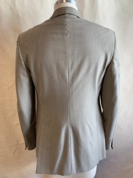 THEORY, Beige, Dk Beige, Wool, Stripes - Vertical , Very Slim, Single Breasted, 2 Buttons,  Narrow Notched Lapel, 3 Pockets, Double Vent Back