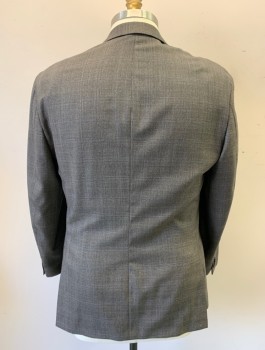 MICHAEL KORS, Gray, Charcoal Gray, Blue, Wool, Plaid, Single Breasted, Notched Lapel, 2 Buttons, 3 Pockets