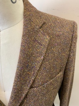 CORDINGS, Multi-color, Wool, Tweed, 3 Buttons, 4 Slanted Pockets, 4 Button Sleeves, Notched Lapel, Single Vent