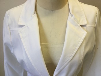 Womens, Lab Coat Women, CHEROKEE, White, Poly/Cotton, Solid, XS, Single Breasted, Notched Lapel, 4 Pockets, 3/4 Length