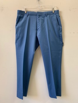 Mens, Suit, Pants, TOPMAN, Periwinkle Blue, Polyester, Wool, Solid, 34/26, Flat Front, 4 Pockets, Belt Loops,