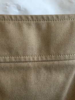 GUCCI, Beige, Brown, Cotton, Spandex, Grid , 2.5 Waistband with Short Leather Tan Belt with Brown/tan Wooden Buckle Back, Side Zip, Split Back Center Hem