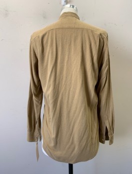 OUR LEGACY, Camel Brown, Silk, Solid, Button Front, Collar Attached, Long Sleeves, 1 Pocket,
