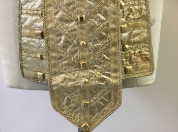 Unisex, Historical Fiction Belt, N/L, Gold, Vinyl, Synthetic, W36-39, 2.5" Wide Belt with Hanging Tabs at Center Front and Center Back, Gold Jewels and Stripes of Fabric, Ankh Patch at Center Waist, Velcro Closures with Hidden Lacings, Worn Sides