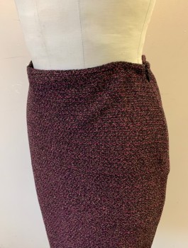 ST.JOHN, Black, Pink, Gold, Rayon, Acrylic, Speckled, Ombre, Pencil Skirt, Knit, Flecks of Iridescent Gold Throughout, Knee Length, Invisible Zipper at Side