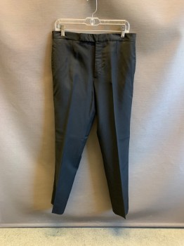 Mens, Suit, Pants, BROOKS BROTHERS, Black, Wool, Side Pockets, Zip Front, F.F, 2 Welt Pockets