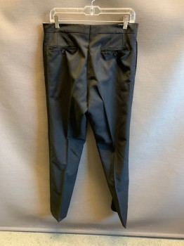 Mens, Suit, Pants, BROOKS BROTHERS, Black, Wool, Side Pockets, Zip Front, F.F, 2 Welt Pockets