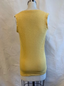 Womens, Top, CASLON, Butter Yellow, Cotton, Solid, XS, Scoop Neck, Slvls,