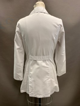 NL, White, Cotton, Consultation Jacket, C.A., Button Front, L/S, 3 Patch Pockets, Belted Back