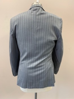 GALANTE, Lt Gray, Gray, White, Wool, Stripes - Pin, Notched Lapel, Single Breasted, 2 Buttons, 3 Pockets