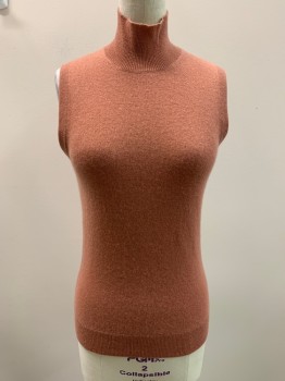 Womens, Top, BY BLOOMINGDALES, Dusty Rose Pink, Cashmere, XS, Turtle Neck, Sleeveless