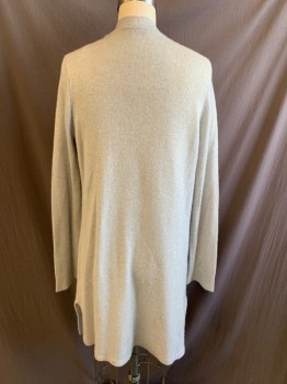 Womens, Cardigan Sweater, ATM, Lt Gray, Cashmere, XS, Open Front, 2 Pockets at Waist