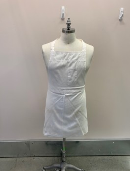 NL, Off White, Cotton, Long, Bib,, Front Pocket, Tie Waist, Lightly Stained