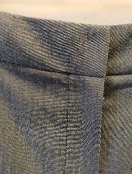 LE SUIT PETITE, Gray, Polyester, Viscose, 2 Color Weave, Pants, High Waist, Straight Leg, Zip Fly, 1.25" Wide Self Waistband, No Pockets, No Belt Loops