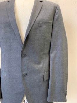 Mens, Sportcoat/Blazer, HUGO BOSS, Gray, Wool, Heathered, 42R, 2 Buttons, Single Breasted, Notched Lapel, 3 Pockets,