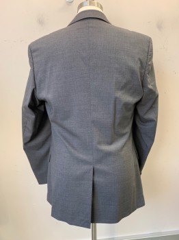 Mens, Sportcoat/Blazer, HUGO BOSS, Gray, Wool, Heathered, 42R, 2 Buttons, Single Breasted, Notched Lapel, 3 Pockets,
