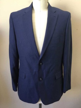 Mens, Sportcoat/Blazer, TOMMY HILFIGER, Blue, Navy Blue, Viscose, Polyester, Check , 42R, Single Breasted, Collar Attached, Notched Lapel, 3 Pockets, 2 Buttons