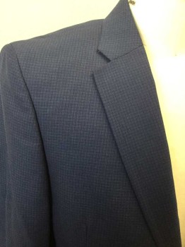 Mens, Sportcoat/Blazer, TOMMY HILFIGER, Blue, Navy Blue, Viscose, Polyester, Check , 42R, Single Breasted, Collar Attached, Notched Lapel, 3 Pockets, 2 Buttons