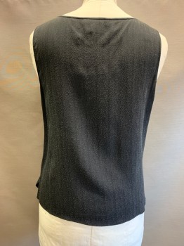 CITRON, Black, Silk, Textured Fabric, Scoop Neck, Sleeveless