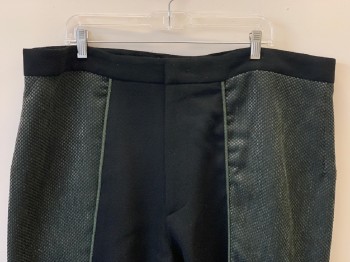 NO LABEL, Black, Dk Green, Sage Green, Polyester, Cotton, Color Blocking, F.F, Green Piping Detail, Velvet Textured, Zip Front, Made To Order