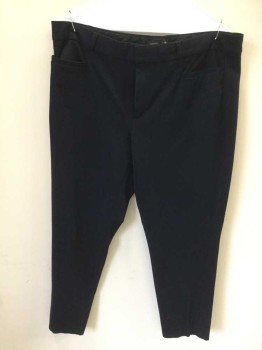 Womens, Slacks, BANANA REPUBLIC, Navy Blue, Rayon, Cotton, Solid, 12, Cropped, Flat Front, Zip Fly, Belt Loops
