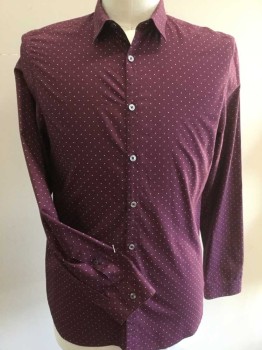 PAUL SMITH, Maroon Red, White, Red, Blue, Orange, Cotton, Dots, Maroon with White Dots, and Scatter Red, Blue, Orange Dots, Collar Attached, Button Front, Long Sleeves,