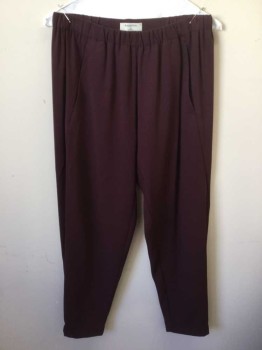 Womens, Pants, BABATON, Maroon Red, Polyester, Spandex, Solid, W30, M, 1-1/2" Elastic Waistband, 2 Hidden Vertical Pockets on Seams,