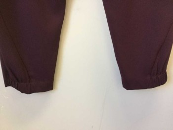BABATON, Maroon Red, Polyester, Spandex, Solid, 1-1/2" Elastic Waistband, 2 Hidden Vertical Pockets on Seams,