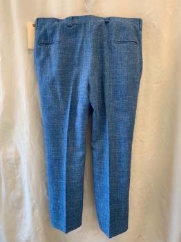 N/L, French Blue, Cotton, Polyester, Heathered, with White Heather/Streaks, Flat Front, Zip Fly, 4 Pockets, 1/2" Wide Belt Loops, Boot Cut Leg,