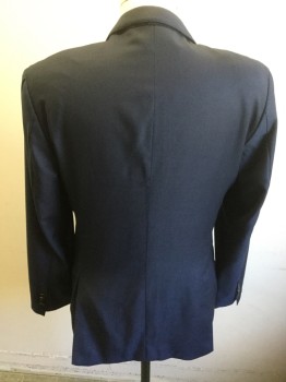 BOSS, Navy Blue, Midnight Blue, Wool, 2 Color Weave, Single Breasted, 2 Buttons,  Notched Lapel, Hand Picked Collar/Lapel,