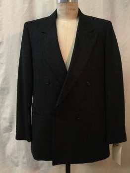 ANTONIO PARILLA, Charcoal Gray, Gray, Red Burgundy, Wool, Grid , Charcoal Gray, Gray & Burgundy Grid Print, Peaked Lapel, Collar Attached, Dbl Breasted, 4 Buttons, 3 Pockets,
