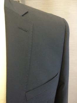 CALVIN KLINE, Black, Wool, Elastane, Solid, Single Breasted, 2 Buttons,  Hand Picked Lapel