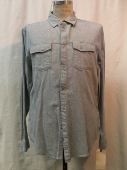CALVIN KLEIN JEANS, Heather Gray, Cotton, Heathered, Heather Gray, Snap Front, Collar Attached, 2 Pockets,