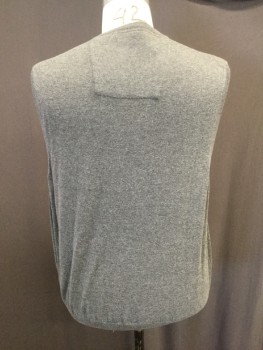 Mens, Sweater Vest, IZOD, Gray, Wool, Cotton, Heathered, 2XL, Mens V. Neck Sweater Vest, Blend of Cotton Wool and Synthetic
